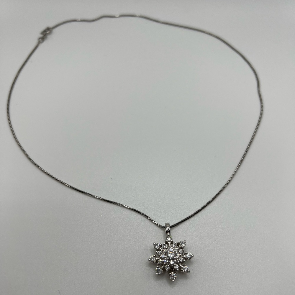 Sterling Silver and CZ Snowflake Necklace